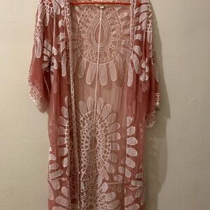 Rebellion Sheer Kimono with White Embroidery